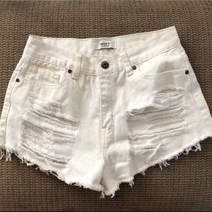 Forever 21 White Distressed shorts